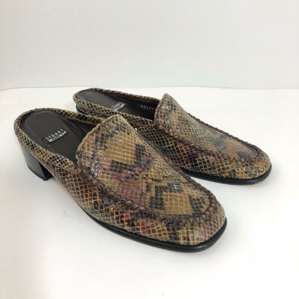 Stuart Weitzman Crocodile Embossed Slip-on Mules
